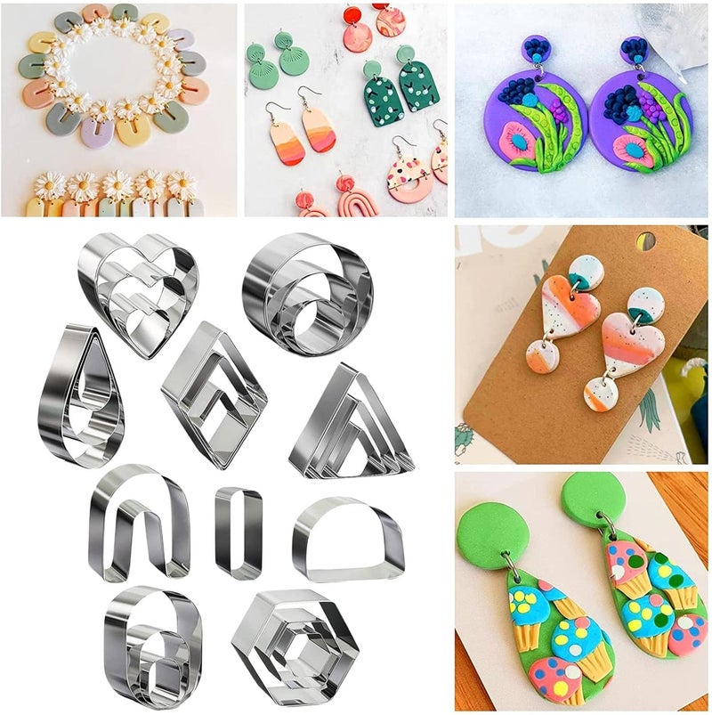 klarakoPolymer Clay Cutters Clay Earring Cutters with Earring Cards and Hooks for Cake Designer klarako24 Piece Set - Image 5