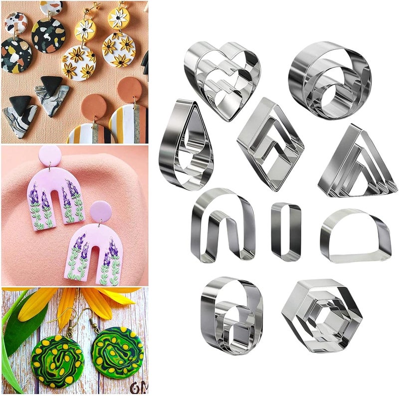 klarakoPolymer Clay Cutters Clay Earring Cutters with Earring Cards and Hooks for Cake Designer klarako24 Piece Set - Image 2