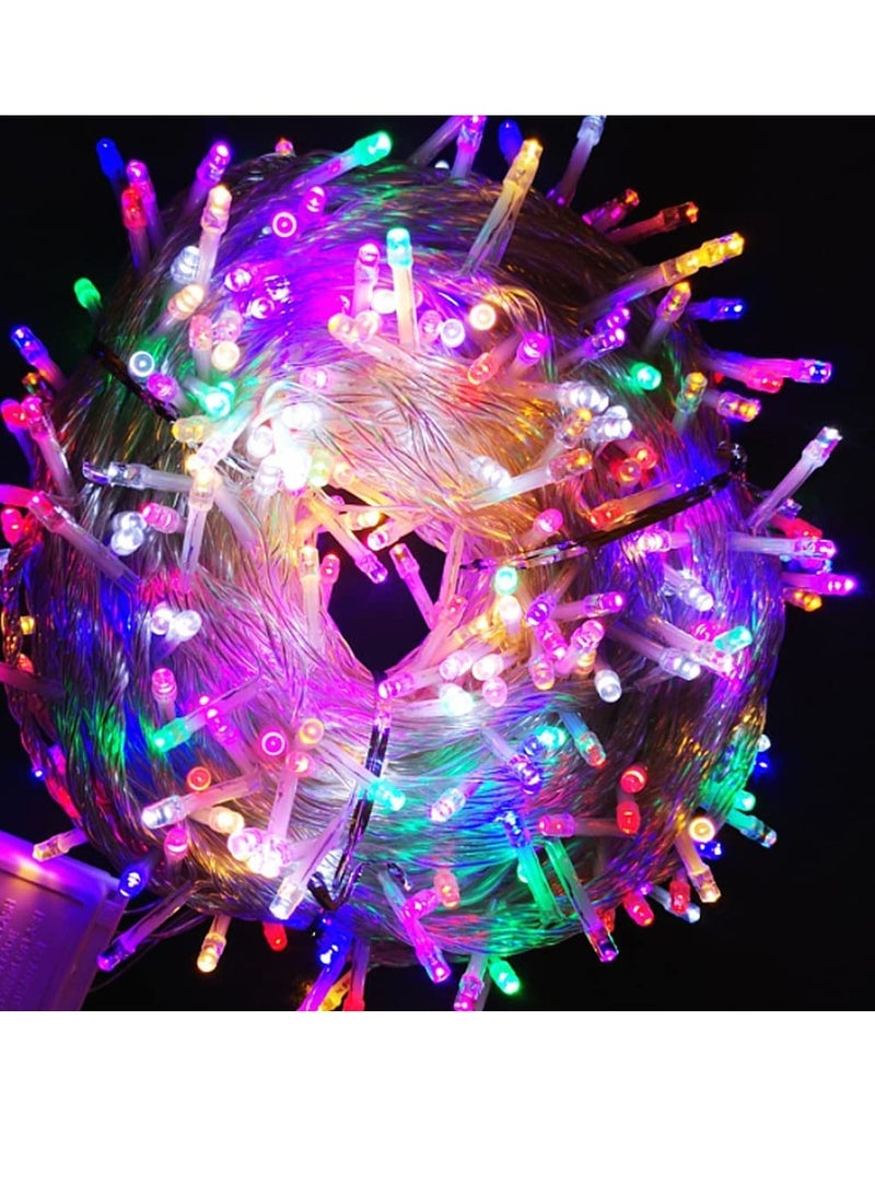 PAMEER - Multicolor LED String Lights White Wire Plug-in 50mtr 500 LEDs String Home Decorative LED Strip for Christmas EID Ramadan Diwali and Wedding Parties Decoration 8-Mode Box Button Control ON OFF - Image 1