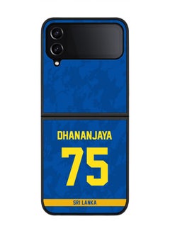 Rugged Black Edge Case for Samsung Galaxy Z Flip4, Slim fit Soft Case Flexible thin Cover - Player Name - Dhananjaya de Silva, Jersey Number- 75