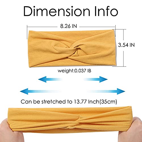Artilady 6 Pack Wide Boho Headbands for Women - Soft Yoga Elastic Hair Bands for Girls Workout Running Sport Headwrap Non-slip Breathable (Solid) - Image 3