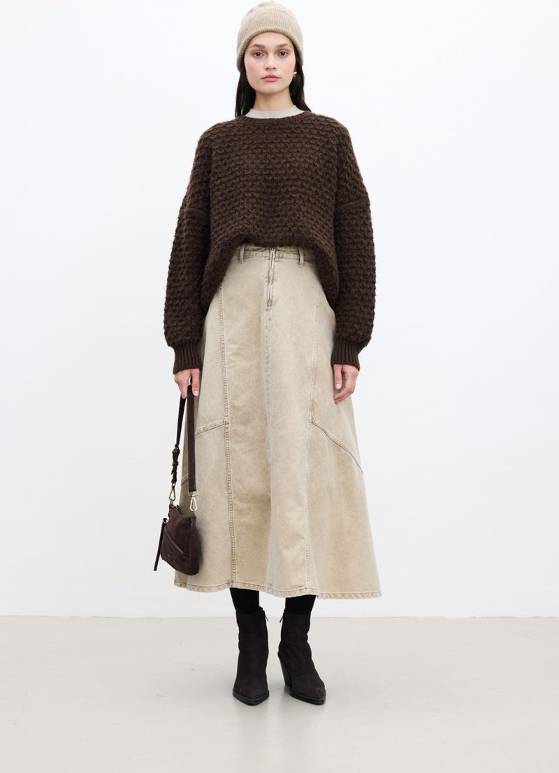 Manuka Patterned Knitted Sweater Bitter Coffee  - Image 1