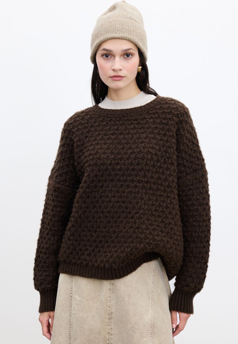 Manuka Patterned Knitted Sweater Bitter Coffee  - Image 2