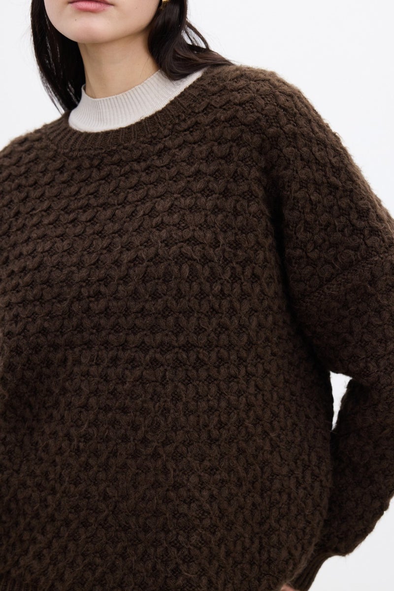Manuka Patterned Knitted Sweater Bitter Coffee  - Image 3