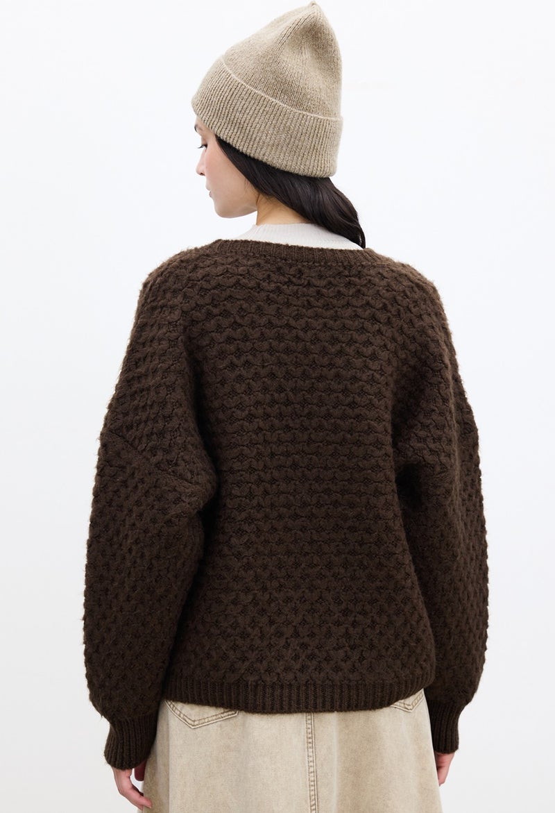 Manuka Patterned Knitted Sweater Bitter Coffee  - Image 4
