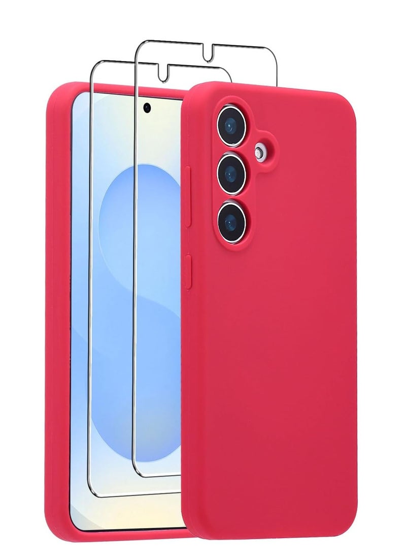 بورتوني غطاء حماية من السيليكون السائل والجل والمطاط الناعم لهاتف سامسونج جالاكسي S25 بلس مع قطعتين من الزجاج المقوى بصلابة 9H وزجاج شفاف عالي الوضوح لهاتف سامسونج جالاكسي S25 بلس مقاس 6.2 بوصة - Image 1