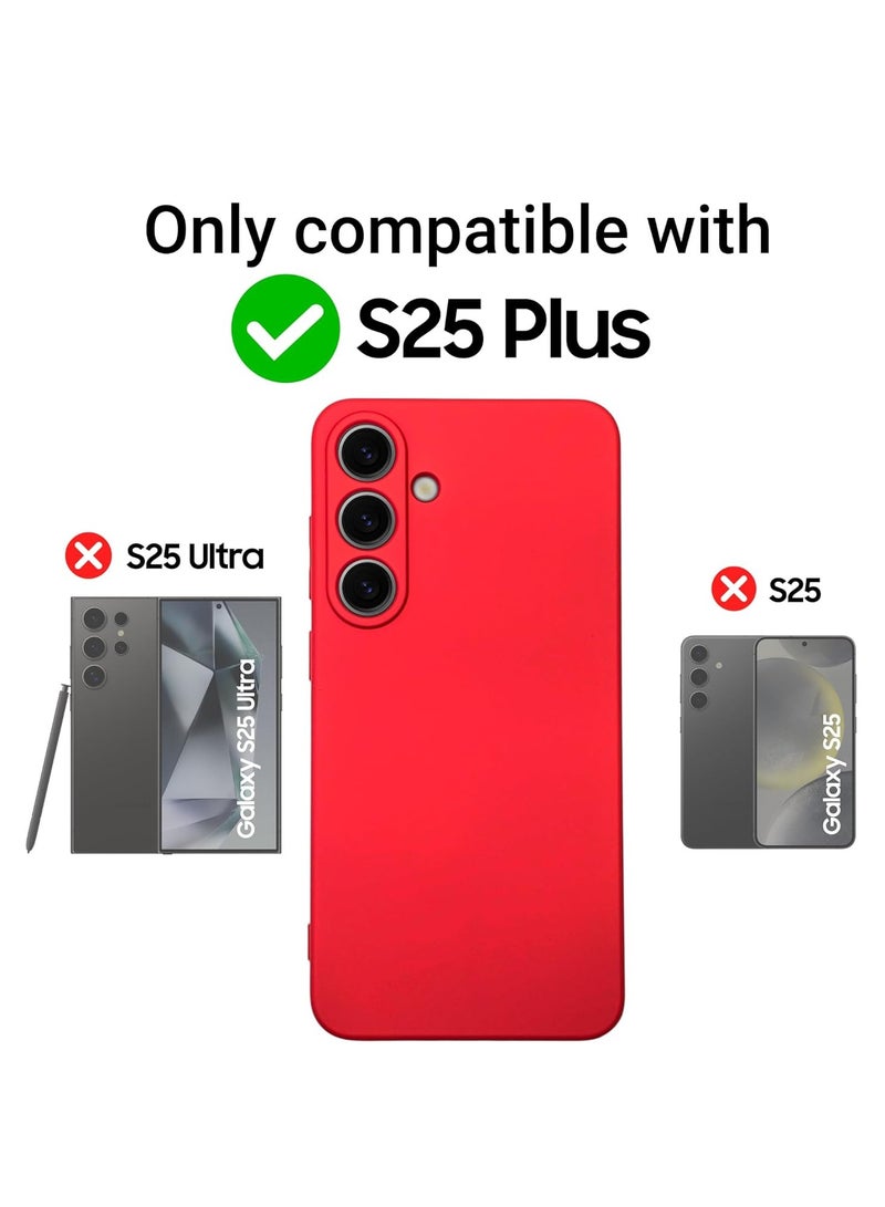 بورتوني غطاء حماية من السيليكون السائل والجل والمطاط الناعم لهاتف سامسونج جالاكسي S25 بلس مع قطعتين من الزجاج المقوى بصلابة 9H وزجاج شفاف عالي الوضوح لهاتف سامسونج جالاكسي S25 بلس مقاس 6.2 بوصة - Image 2