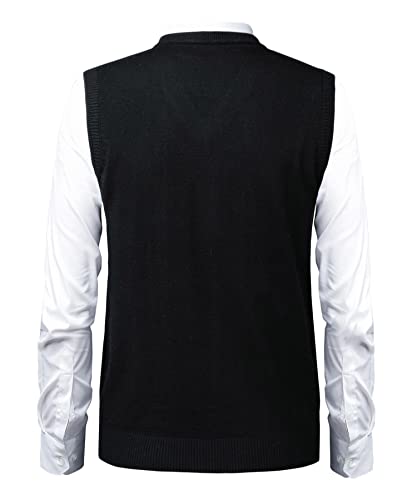 Herothorn Mens Soft V Neck Crew Neck Knitted Sweater Vest Solid Sleeveless Pullover Slim Fit Plain Color for Dad Husband - Image 3