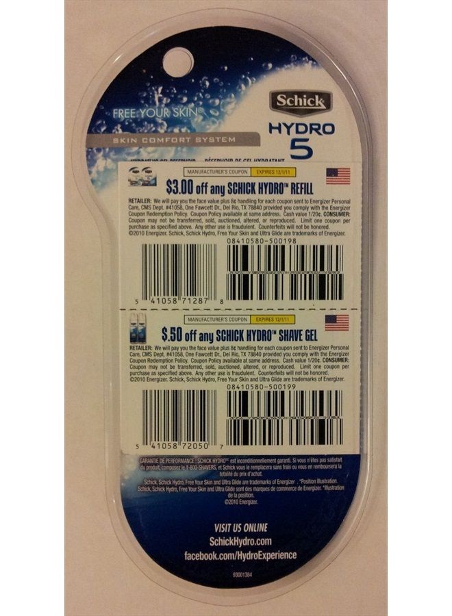 Hydro Schick Hydro 5 Razor + 1 Blade Cartridge Refill Hydro5 Shaver Handle 5 Blades Razor - Image 2