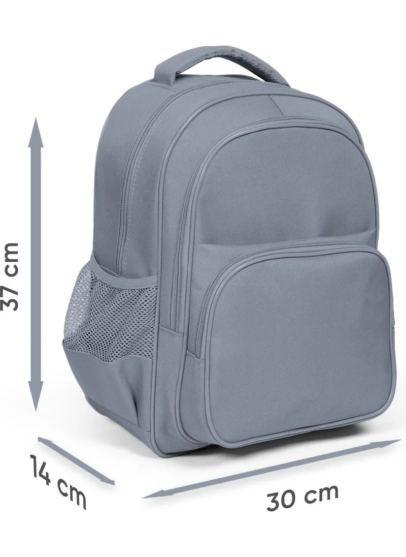 كورال هاي Kids Navy Blue Pink Cat Skate Patterned Three Compartment School Backpack 23658