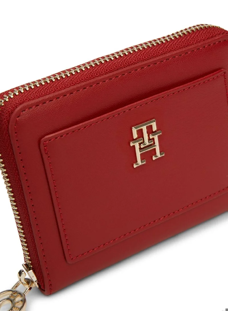 TOMMY HILFIGER Women's Th Monogram Medium Zip-Around Wallet - Faux Leather, Red
