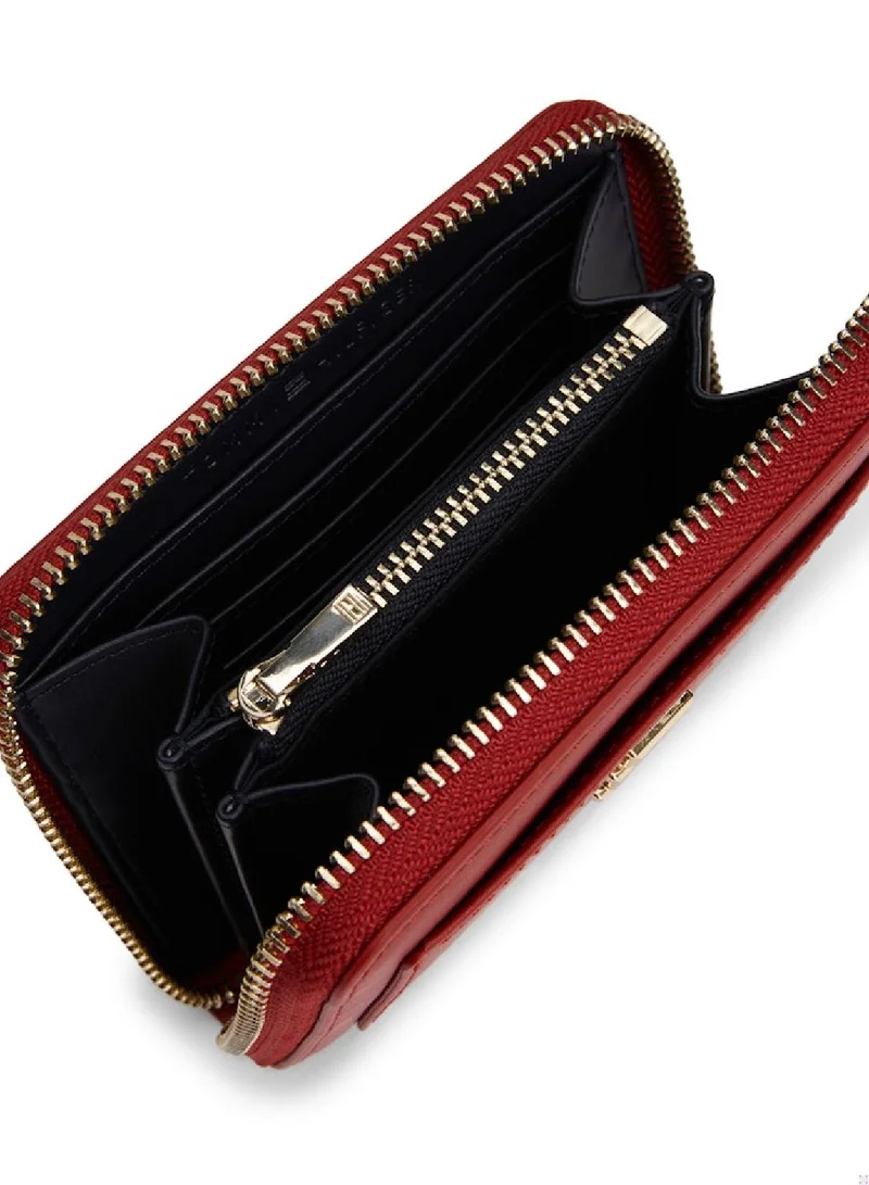 TOMMY HILFIGER Women's Th Monogram Medium Zip-Around Wallet - Faux Leather, Red