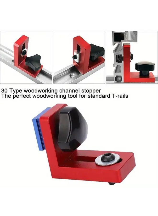 Red Miter Track Stop Router Woodworking Rail Connector 30 Type Chute Stopper - Image 5