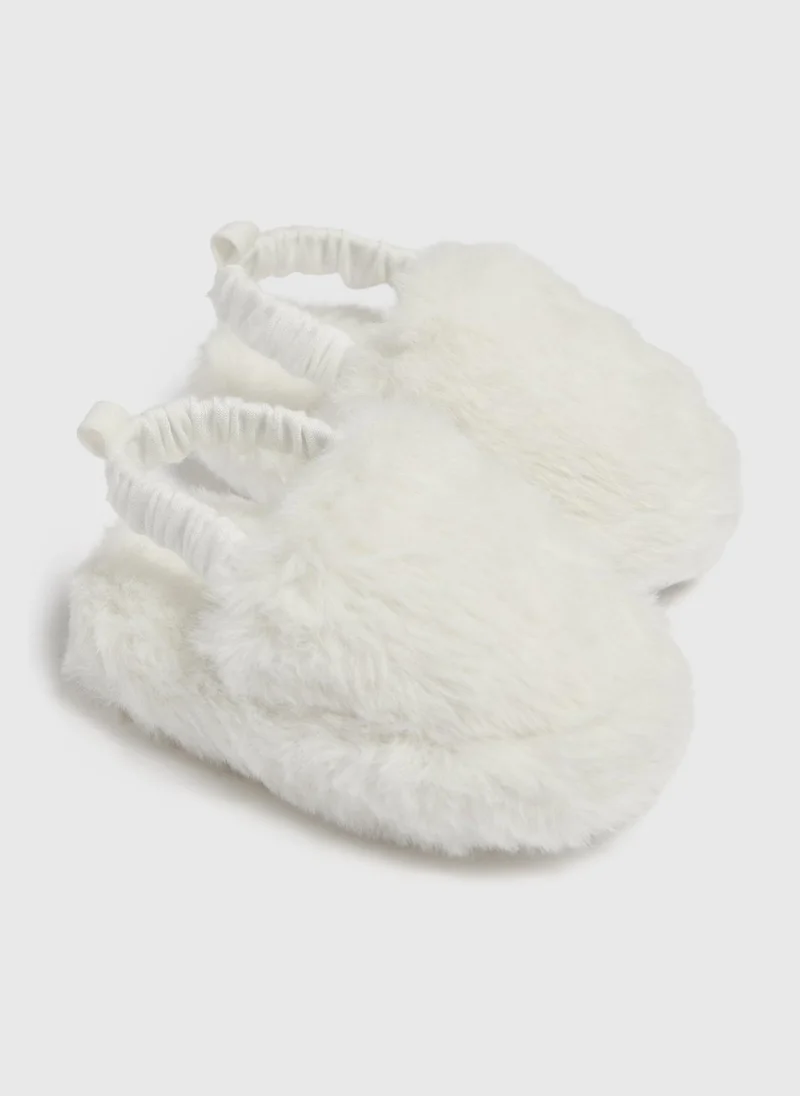 Matalan Baby Cream Fur Slippers