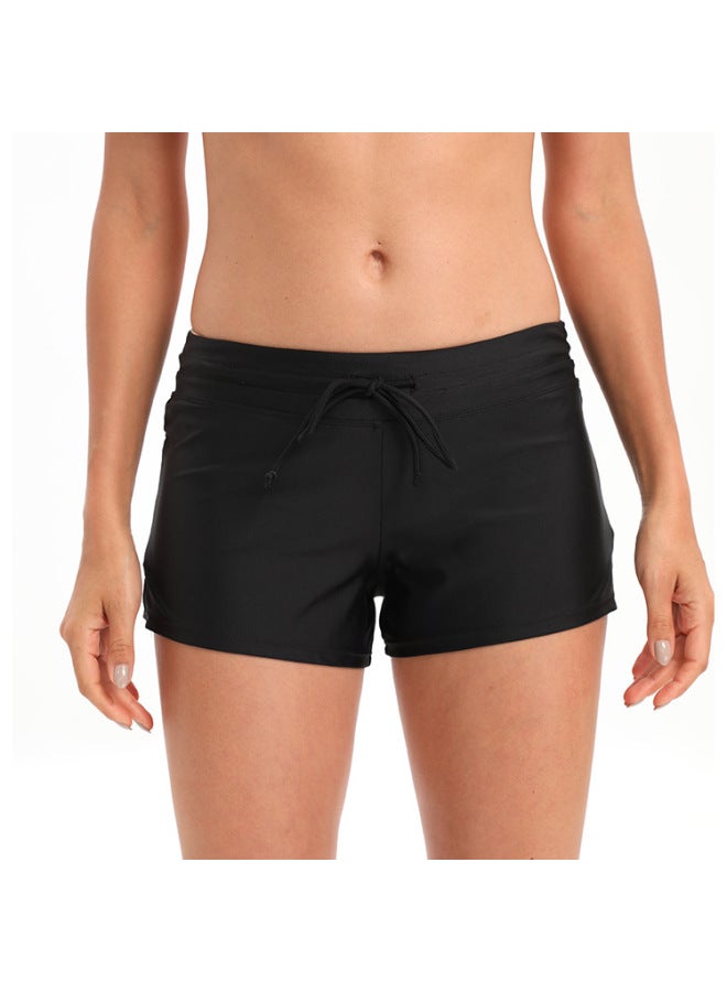 إسكدنيا 2022 European And American Swimming Trunks Women's Boxer Single Piece Swimsuit Ebay Large Size Swimwear Foreign Trade-Color:Black + Sky Blue- - Image 2