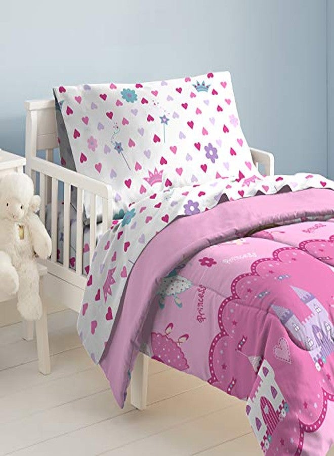 dream FACTORY مجموعة أغطية سرير أميرة سحرية من دريم فاكترى 4 قطع، للأطفال، وردي، 2A74630JMU - Image 4
