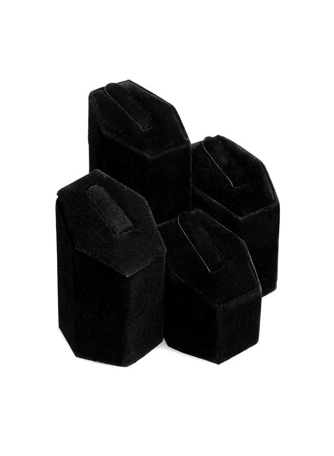MOOCA Jewelry Ring Stand Holder Display Set, Ring Holders for Jewelry Ring Storage Organizer Stand Pedestals Display 4 Pcs Set, Black Velvet - Image 5