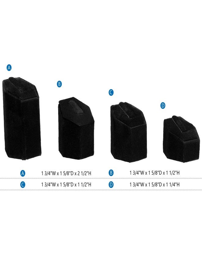 MOOCA Jewelry Ring Stand Holder Display Set, Ring Holders for Jewelry Ring Storage Organizer Stand Pedestals Display 4 Pcs Set, Black Velvet - Image 2