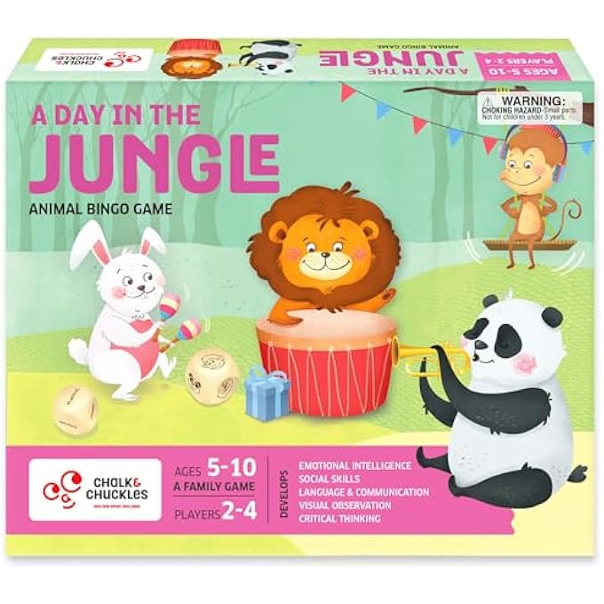 CHALK AND CHUCKLES A Day in The Jungle Fun Animal Bingo Board Game for Kids Age 47 Gift for Boys and Girls 5 Years - Image 2