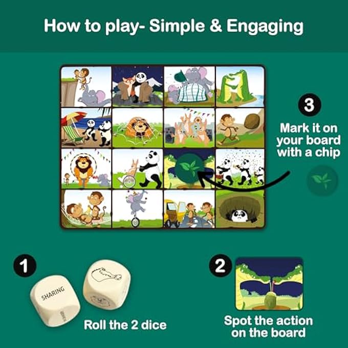 CHALK AND CHUCKLES A Day in The Jungle Fun Animal Bingo Board Game for Kids Age 47 Gift for Boys and Girls 5 Years - Image 4