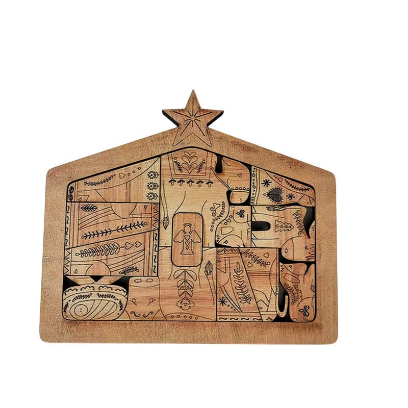 Easter Wooden Puzzle The Birth of Jesus Home Interior Decoration, Wooden Jesus Puzzle Interesting Interior Decoration for Easter Wooden Desktop and Home Decoration - Image 5