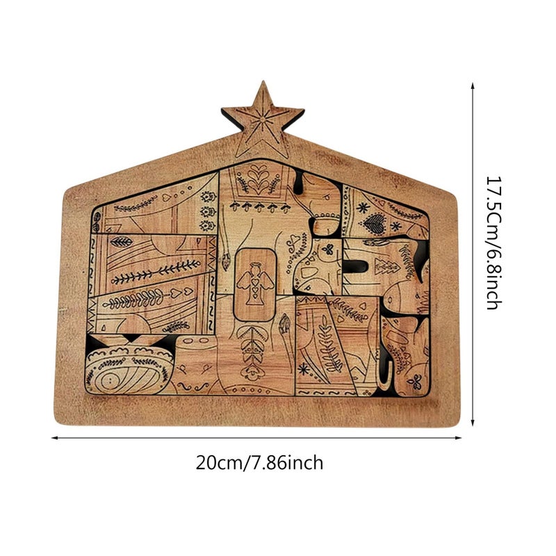 Easter Wooden Puzzle The Birth of Jesus Home Interior Decoration, Wooden Jesus Puzzle Interesting Interior Decoration for Easter Wooden Desktop and Home Decoration - Image 2