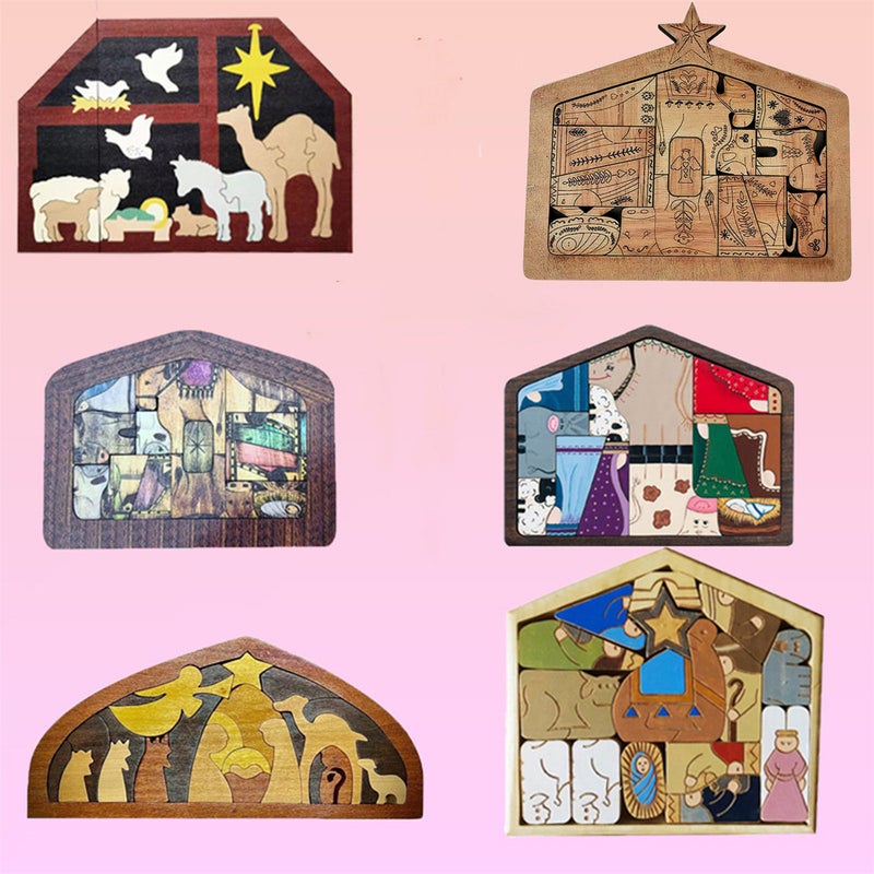 Easter Wooden Puzzle The Birth of Jesus Home Interior Decoration, Wooden Jesus Puzzle Interesting Interior Decoration for Easter Wooden Desktop and Home Decoration - Image 4