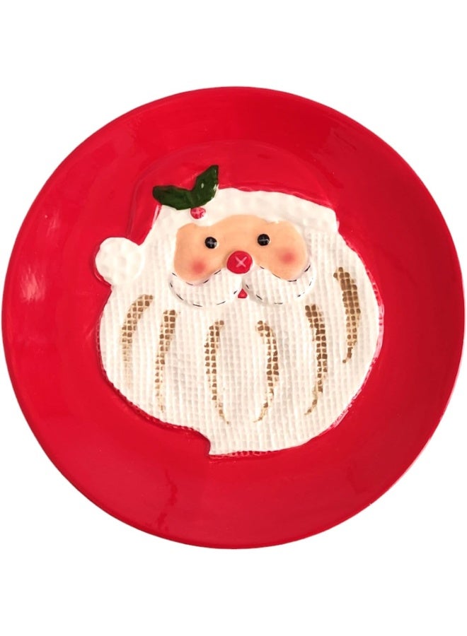 FAM 1-Piece  Plate Ceramic Santa Face Design -  Dinner Plate 22x19x3cm Dessert Plate –  Tableware Ceramic –  Table Decorations  - Image 1