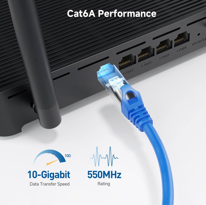 Cable Matters كابل ماذرز 10 جيجابت في الثانية كابل إيثرنت محمي بدون تشابك Cat 6A - 14 قدم، كابل Cat 6A، كابل Cat6A، كابل إيثرنت، أزرق - Image 4