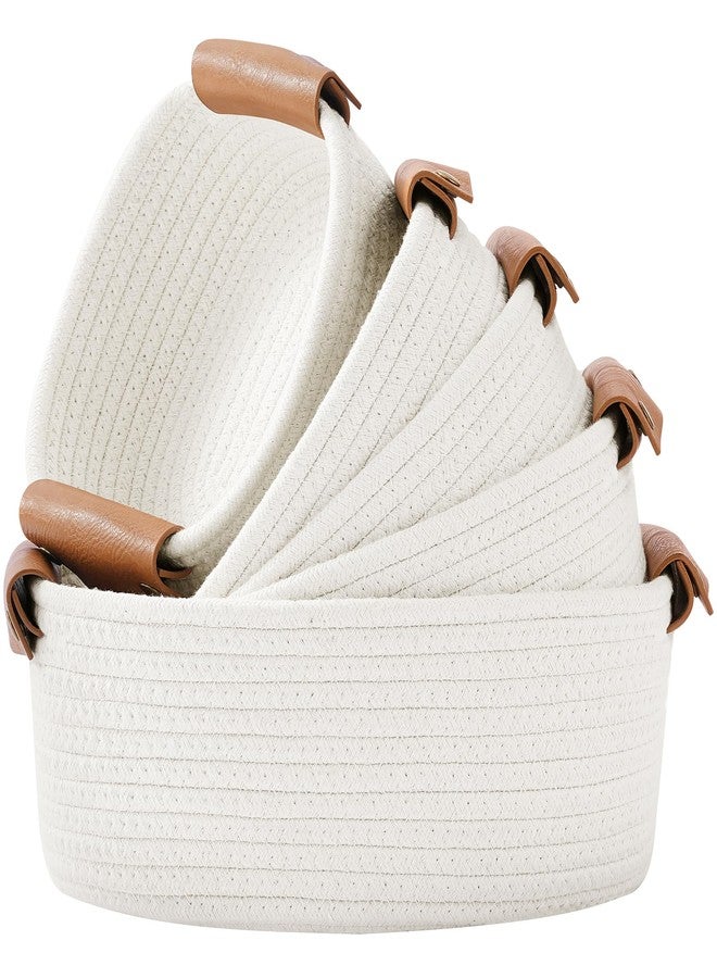 ECDYQXVU Small Woven Storage Baskets Cute Cotton Rope Basket Set 5 Pack - Image 1