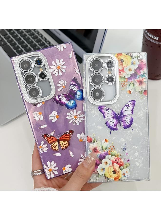 S-TOP Case For Samsung Galaxy A55 5G Plating Texture Butterfly TPU Phone Case with Glitter Lens Film - Image 2