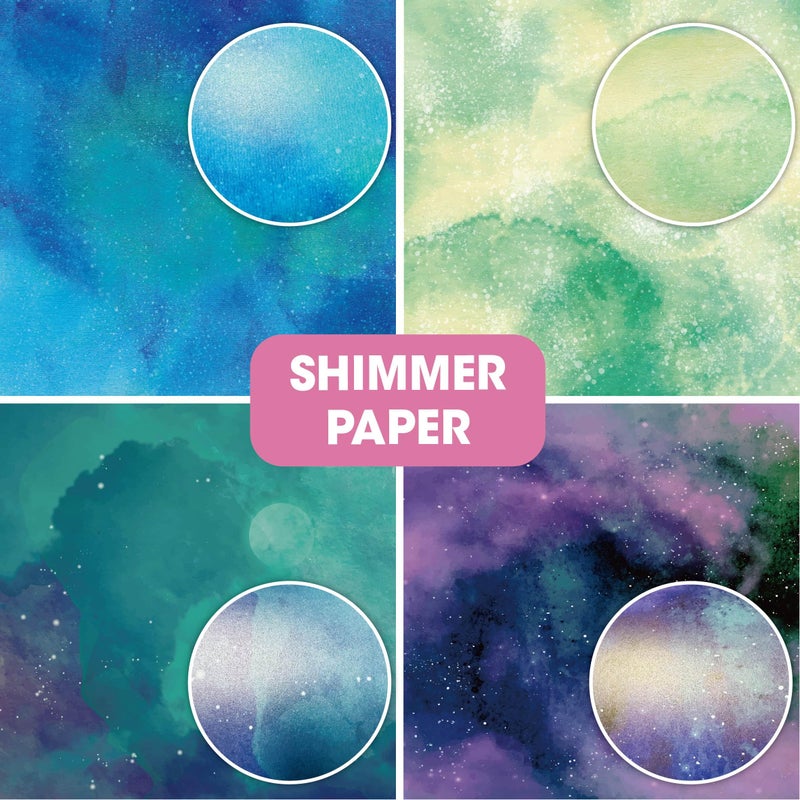 Desecraft 36 sheets 12x12 Paper Pad Pack Scrapbook Cardstock Decorative Paper - Shimmer Watercolor- for Card Making Journaling Planner Origami Scrapbook Paper Scrapbooking Supplies - Image 3
