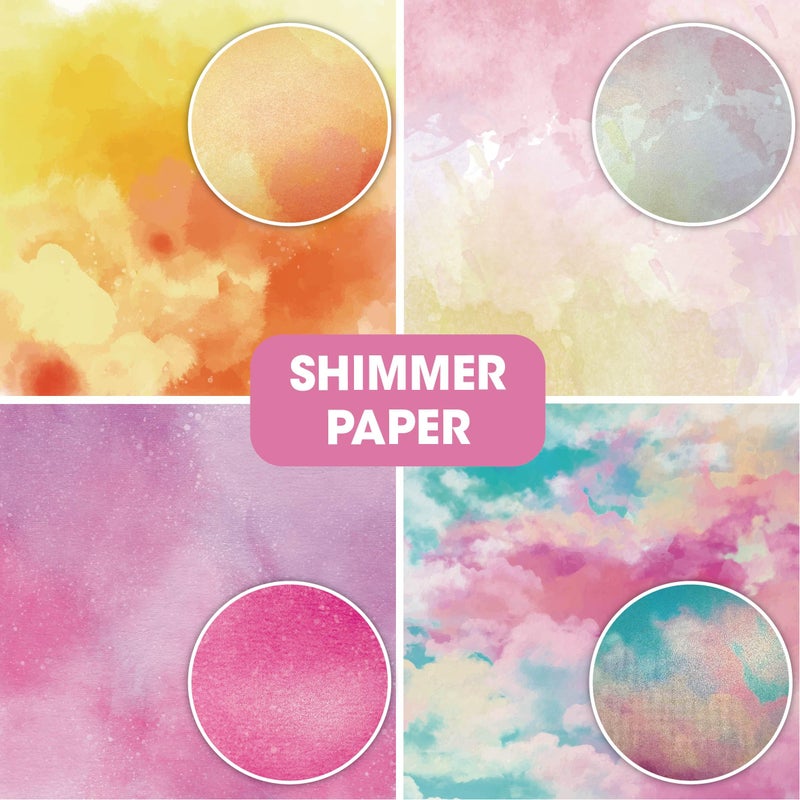 Desecraft 36 sheets 12x12 Paper Pad Pack Scrapbook Cardstock Decorative Paper - Shimmer Watercolor- for Card Making Journaling Planner Origami Scrapbook Paper Scrapbooking Supplies - Image 4