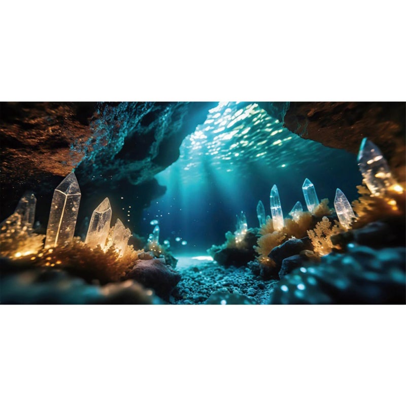 AWERT 48x18 inches Fantasy Garden Aquarium Background Under The Sea Background Sunshine Underwater Bubble Coral Rock Crystal Climbing Pet Background Decoration - Image 1