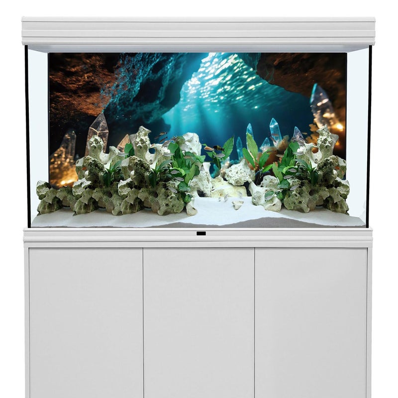 AWERT 48x18 inches Fantasy Garden Aquarium Background Under The Sea Background Sunshine Underwater Bubble Coral Rock Crystal Climbing Pet Background Decoration - Image 2