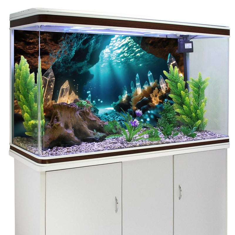 AWERT 48x18 inches Fantasy Garden Aquarium Background Under The Sea Background Sunshine Underwater Bubble Coral Rock Crystal Climbing Pet Background Decoration - Image 3