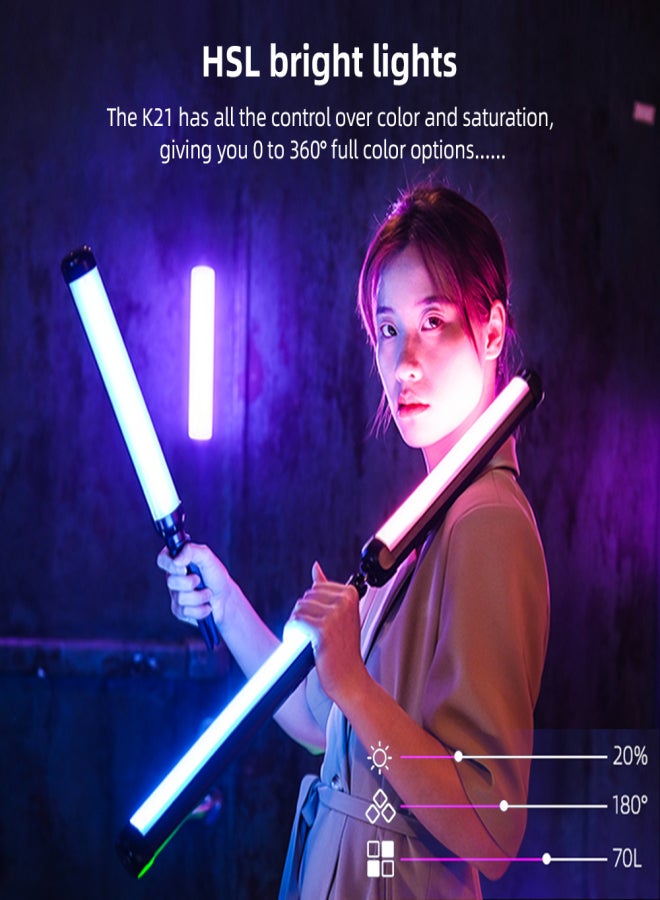 Weeylite عصا إضاءة LED محمولة من Weeylite K21 RGB بقدرة 8 وات مع إضاءة ملء التصوير الفوتوغرافي 2500 كلفن - 8500 كلفن مع خاصية التعتيم و29 تأثير إضاءة للمشهد مع تحكم بالتطبيق وبطارية مدمجة وخلفية مغناطيسية للبث المباشر للمدونات المرئية - Image 5
