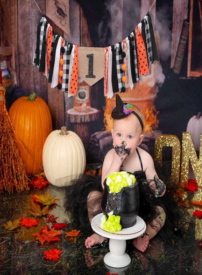HIKLO Halloween 1st Birthday Highchair Banner - Black Orange Girls First Birthday Banner, Spooky Cake Smash Photo Backdrop, Fall Thanksgiving Day Party Supplies - Image 4