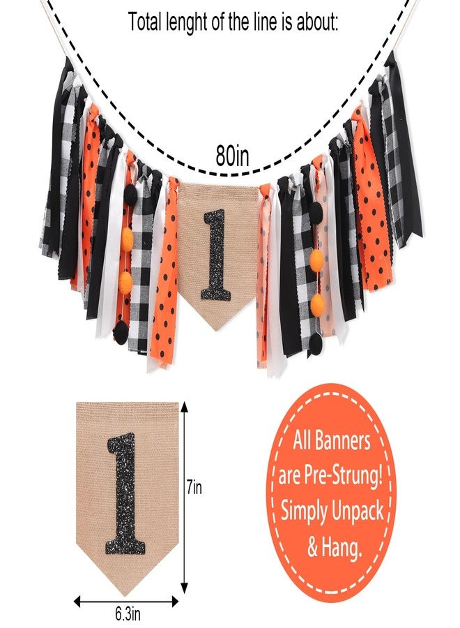 HIKLO Halloween 1st Birthday Highchair Banner - Black Orange Girls First Birthday Banner, Spooky Cake Smash Photo Backdrop, Fall Thanksgiving Day Party Supplies - Image 2