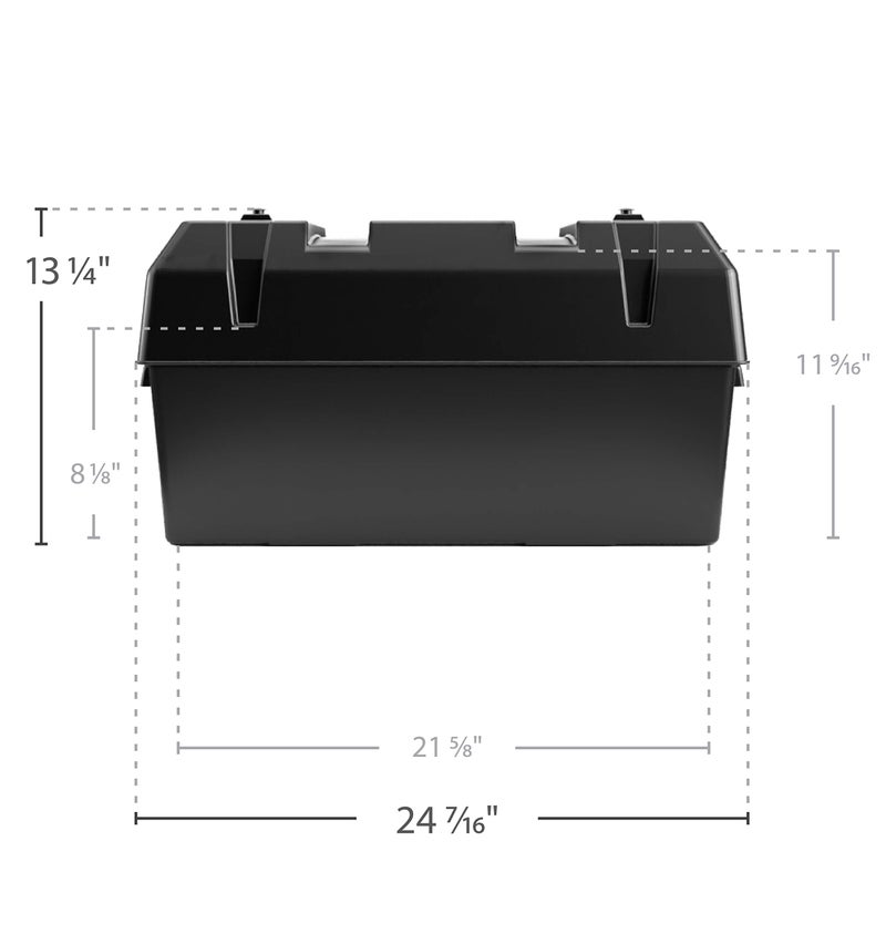 Camco Heavy Duty Double Battery Box with Straps and Hardware - Group GC2 | Safely Stores RV, Automotive, and Marine Batteries | Measures Inside 21-1/2" x 7-3/8" x 11-3/16" | (55374) - Image 3