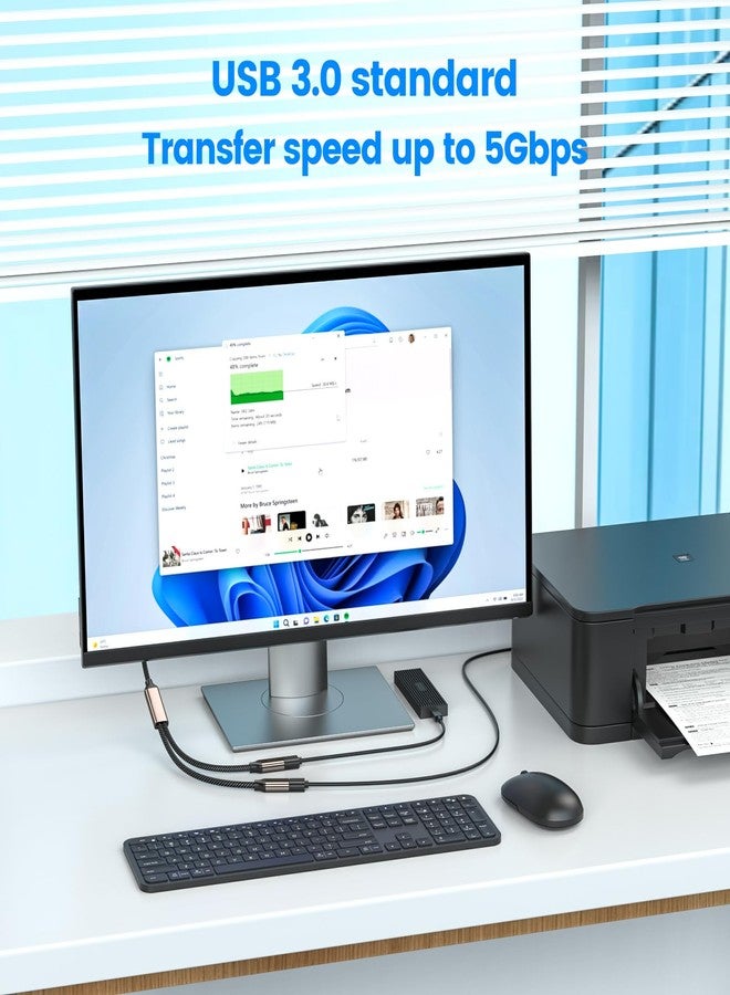 MOGOOD USB 3.0 Splitter Y Cable, USB Male to Dual USB Female Y Splitter Hub, Power Cord Extension for Transmission/Charging, USB Multi Port Hub for Laptop,Mac,Car,HDD,PS4,PS5 - Image 4