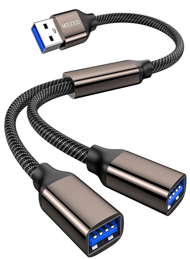 MOGOOD USB 3.0 Splitter Y Cable, USB Male to Dual USB Female Y Splitter Hub, Power Cord Extension for Transmission/Charging, USB Multi Port Hub for Laptop,Mac,Car,HDD,PS4,PS5 - Image 1