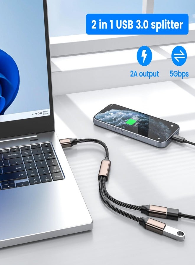 MOGOOD USB 3.0 Splitter Y Cable, USB Male to Dual USB Female Y Splitter Hub, Power Cord Extension for Transmission/Charging, USB Multi Port Hub for Laptop,Mac,Car,HDD,PS4,PS5 - Image 3