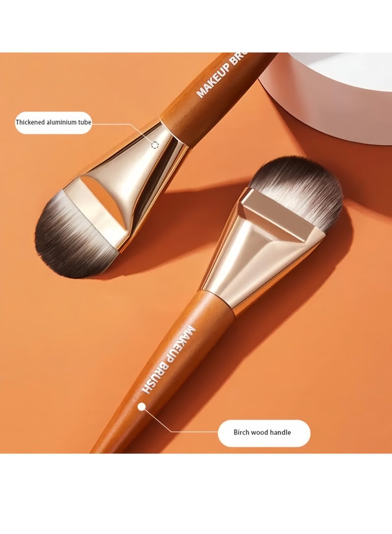 QIRRA Flat Head Makeup Brush, Foundation Brush, Soft Dense Bristles Tongue-Shaped Makeup Brush Liquid for Natural Flawless Finish  - Image 3