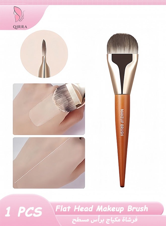 QIRRA Flat Head Makeup Brush, Foundation Brush, Soft Dense Bristles Tongue-Shaped Makeup Brush Liquid for Natural Flawless Finish  - Image 1