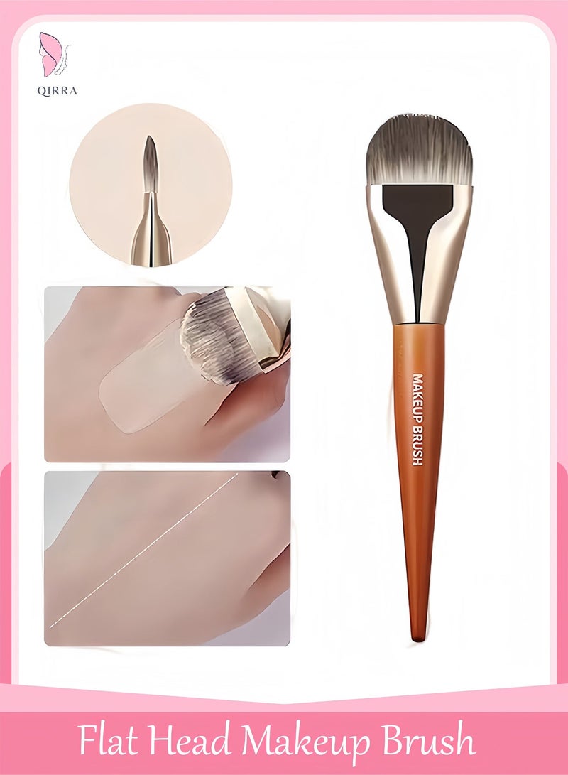 QIRRA Soft Makeup Brush, Flat Foundation Brush, Blending Face Brush, Flawless Natural Look Cosmetics Tool - Image 1