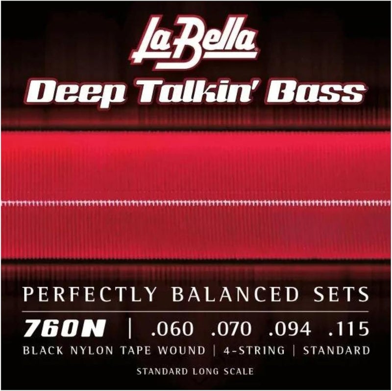 La Bella 760N Deep Talkin' Bass Black Nylon Tape, 4-String Standard Bass Guitar Strings 60-115 - Image 5
