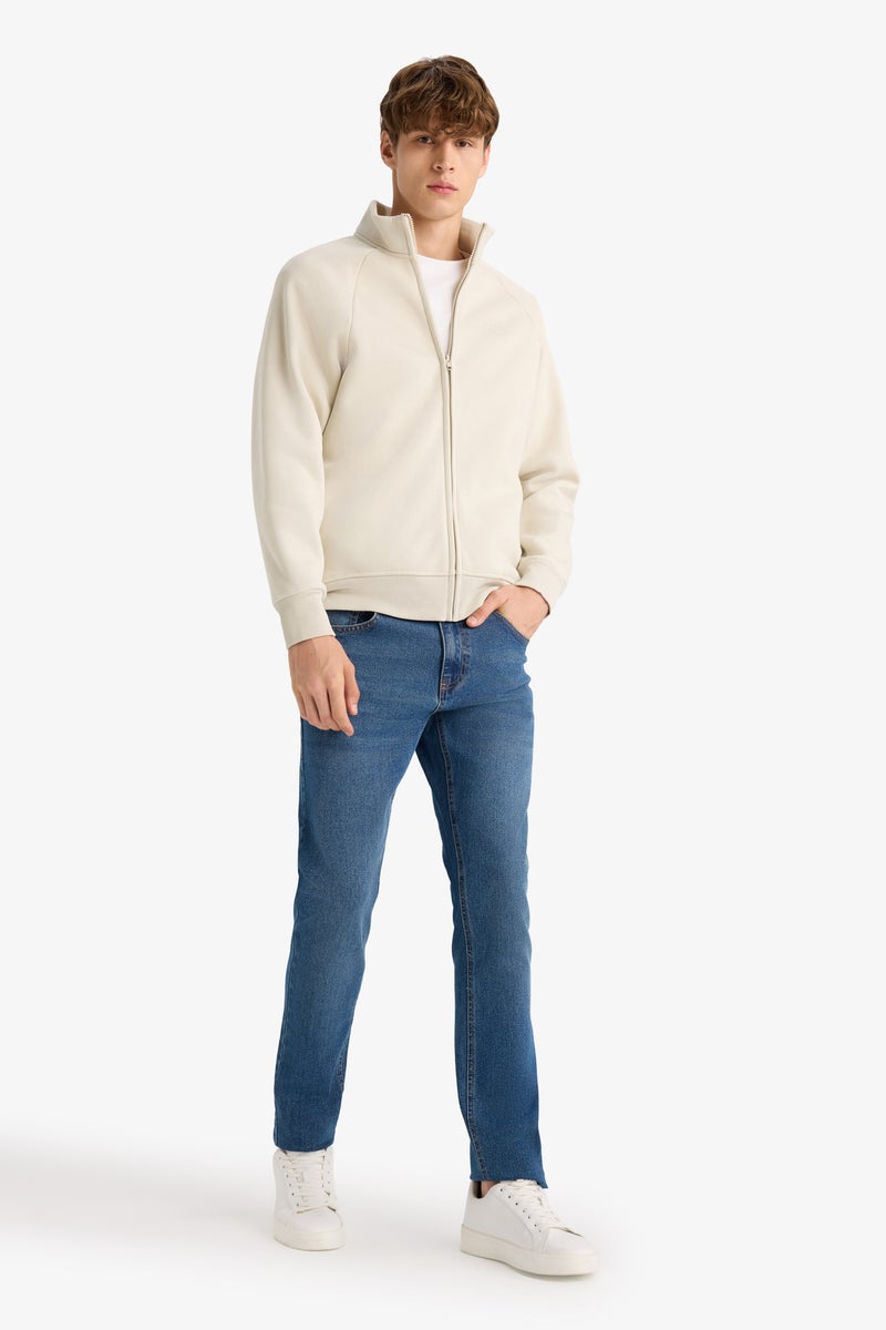 DeFacto Beige Man Boxy Fit Stand Collar Printed Sweatshirt Casual - Image 2