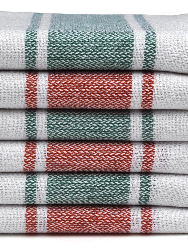 Arrabi Multi Stripes Handwoven Cotton Hand Towel (Set of 6) | ARHT-1016-1017-x6 - Image 2