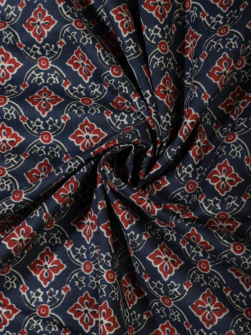 أيه كيه إس Indigo & Madder Buti Block Print Fabric - One Meter